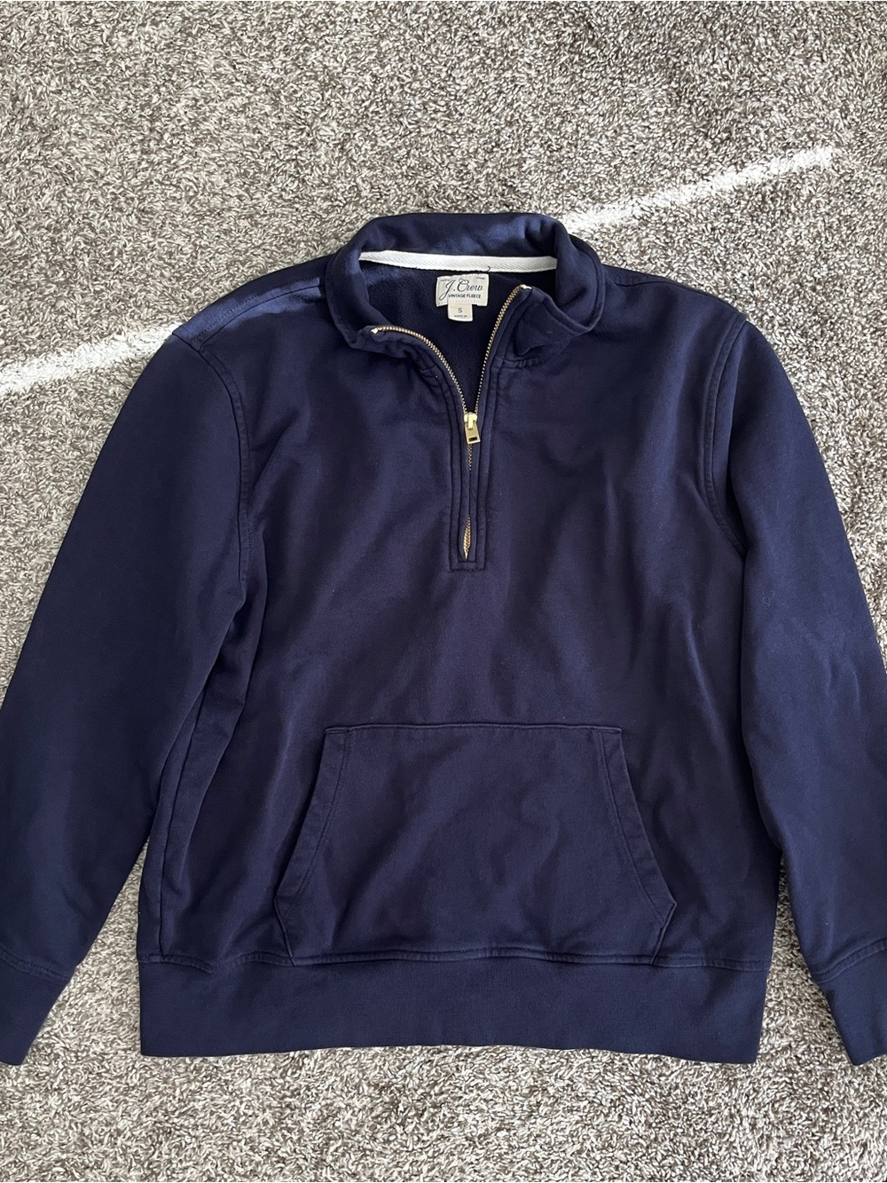 J. Crew Navy Vintage Fleece Quarter Zip Pullover Sweater